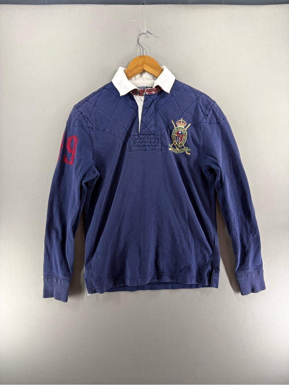 Vintage Polo Ralph Lauren Men Long Sleeve Polo Rugby Sz Small Navy Custom Fit